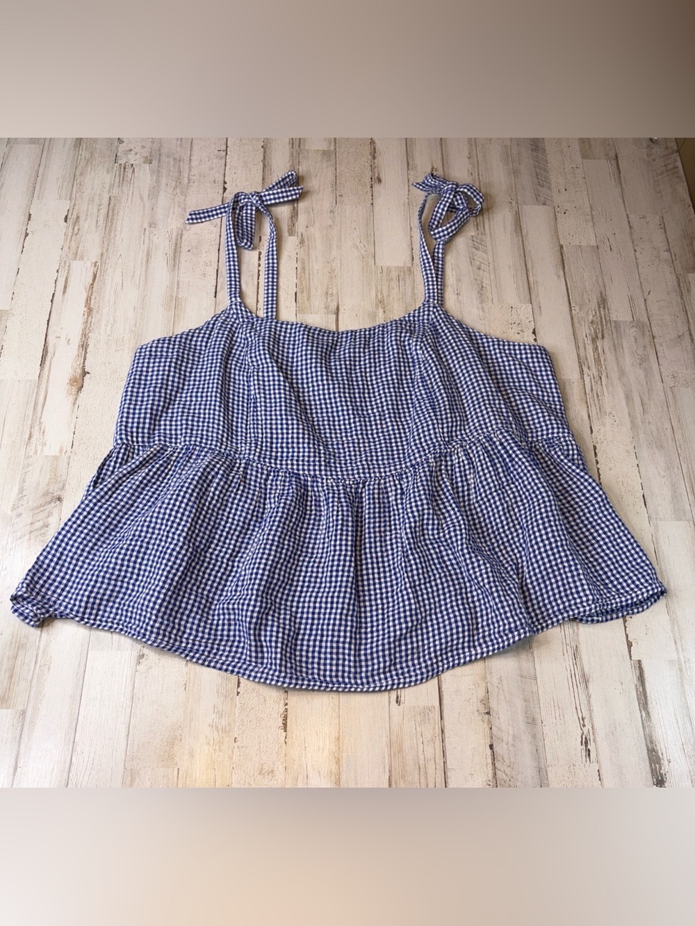 Old Navy Blue Gingham Tie-Strap Peplum Cami Plus Size 3X & 4X